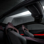 The panoramic glass roof gives an open-air feel to the Dodge Charger Daytona SRT Concept.