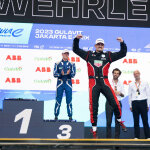 Formula E - Pascal Wehrlein (Porsche), Jake Dennis (Andretti), Maximilian Gunther (Maserati), Βάθρο 1ου αγώνα Jakarta 2023