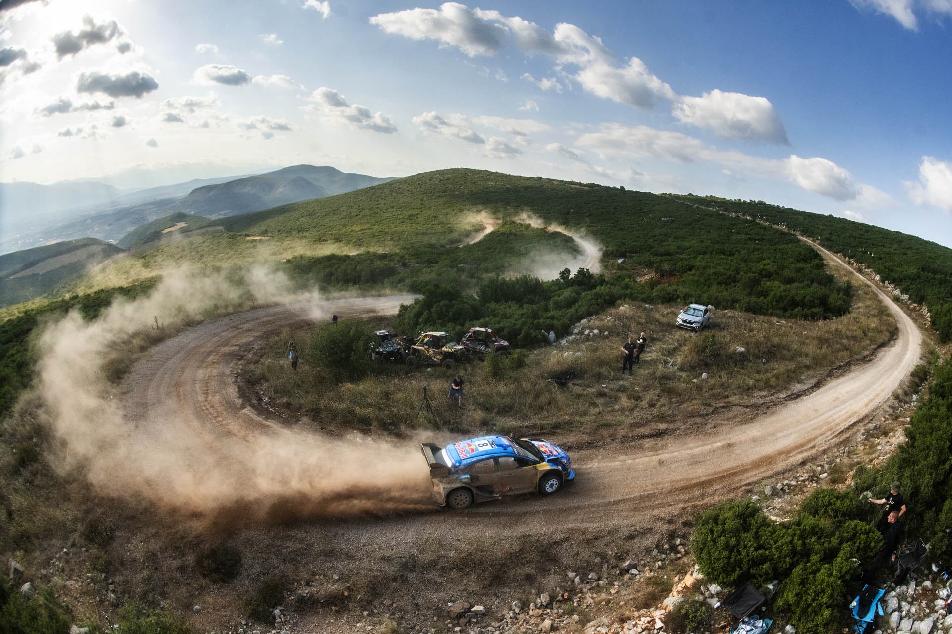 Ott Tänak (EST) Martin Järveoja (EST) of team M-SPORT FORD WORLD RALLY TEAM are seen performing during the World Rally Championship Greece in Lamia, Greece on September 8, 2023 // Jaanus Ree / Red Bull Content Pool // SI202309080918 // Usage for editorial use only //
