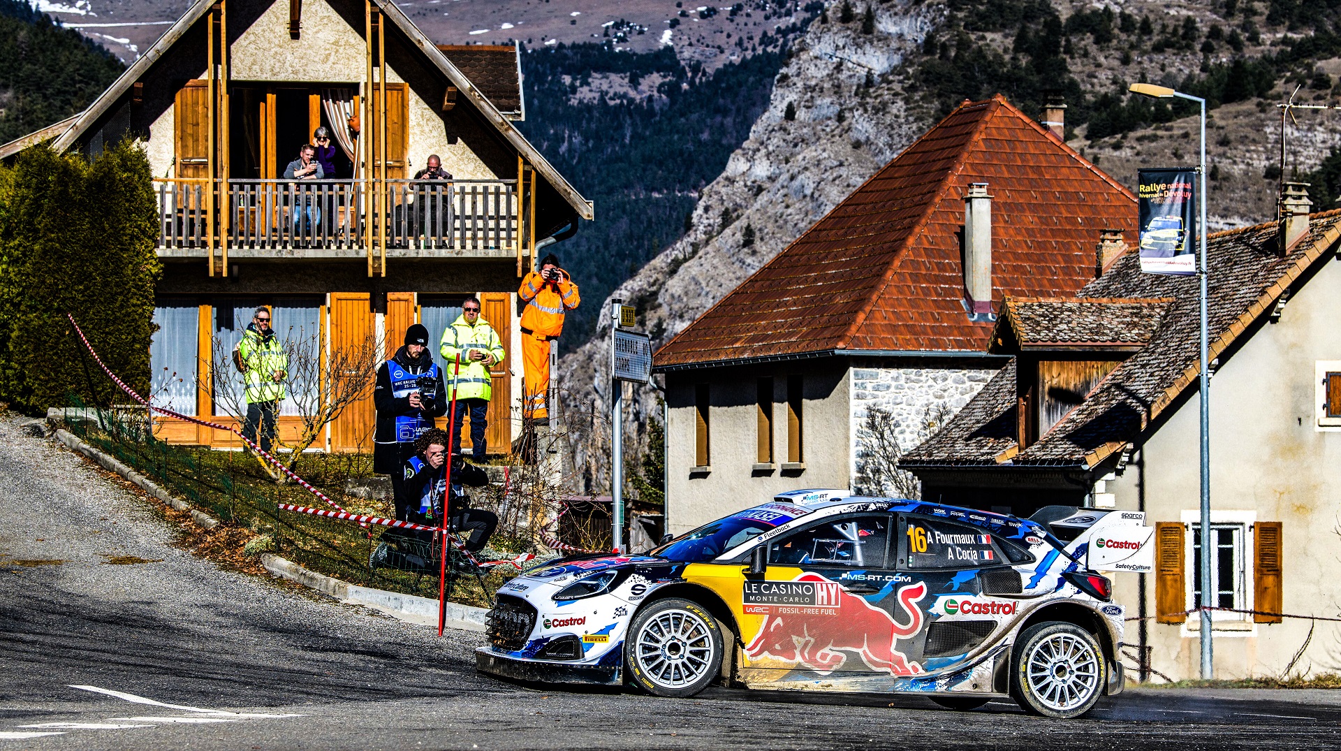 Adrien Fourmaux (FRA) and Alex Coria (FRA) are seen competing during the World Rally Championship Monte-Carlo in Gap, France on 27.01.2024 // @World / Red Bull Content Pool // SI202401270354 // Usage for editorial use only //