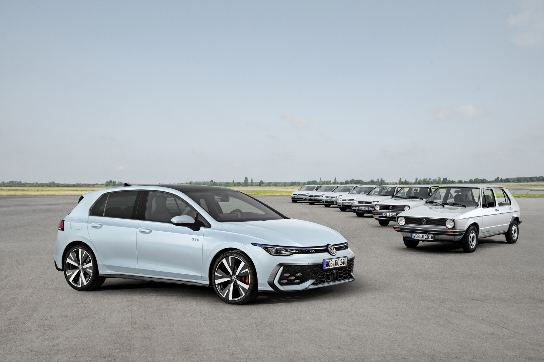 Eight generations of the Golf – 50 years of success and more than 37 million built.