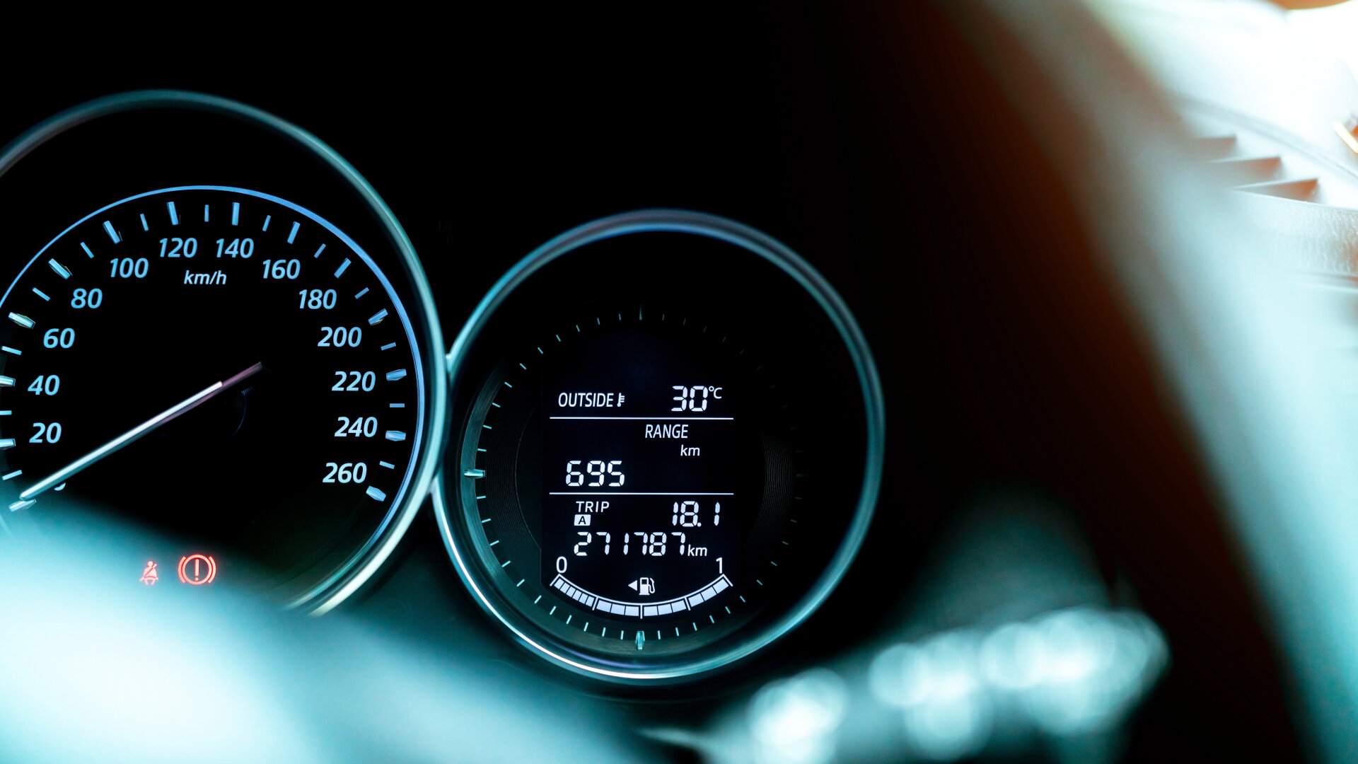 Closeup car fuel gauge dashboard panel. Gasoline indicator meter Closeup car fuel gauge dashboard panel. Gasoline indicator meter