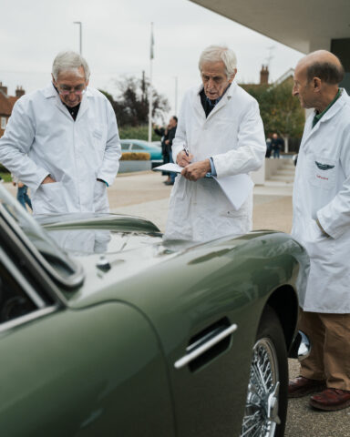 AMOC judges on concours duty at the Aston Martin Works 70th anniversary event