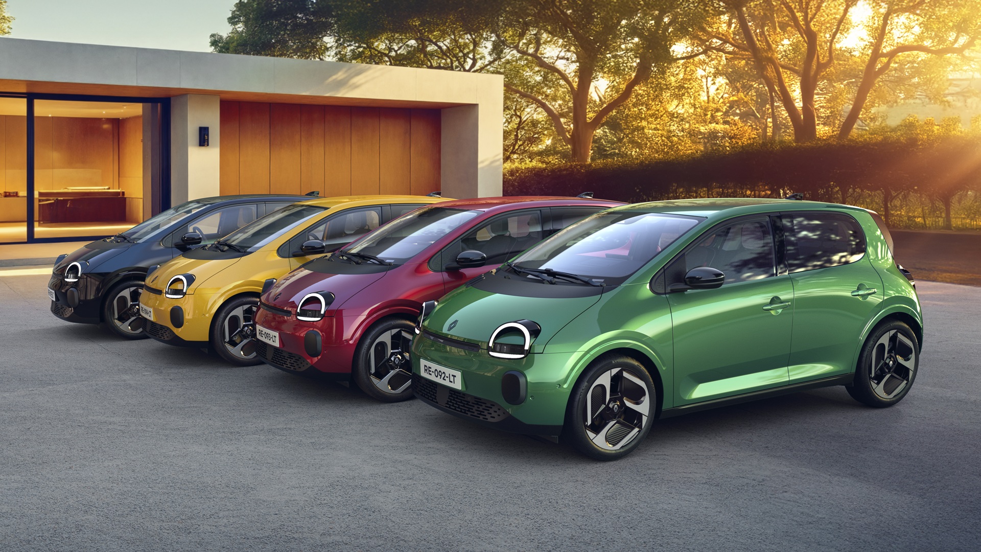 Renault Twingo E Tech electric Range Absolute Green Absolute Red Yellow Mango Diamond Black Renault Twingo E Tech electric Range Absolute Green Absolute Red Yellow Mango Diamond Black