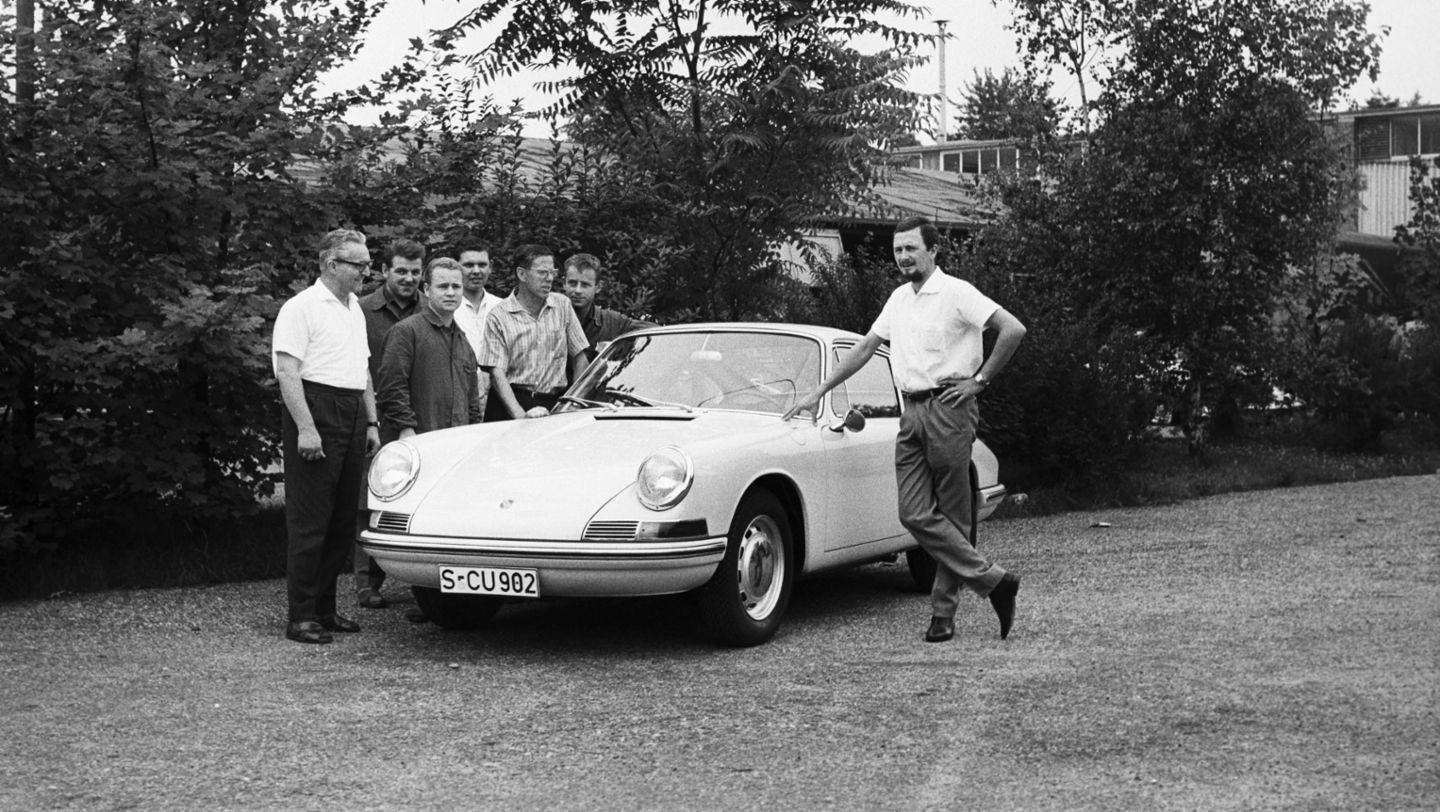 Heinrich Klie, Ernst Bolt, Hans Ploch, Hans Springmann, Ferdinand Alexander Porsche, Porsche 901, 1963 Heinrich Klie, Ernst Bolt, Hans Ploch, Hans Springmann, Ferdinand Alexander Porsche, Porsche 901, 1963