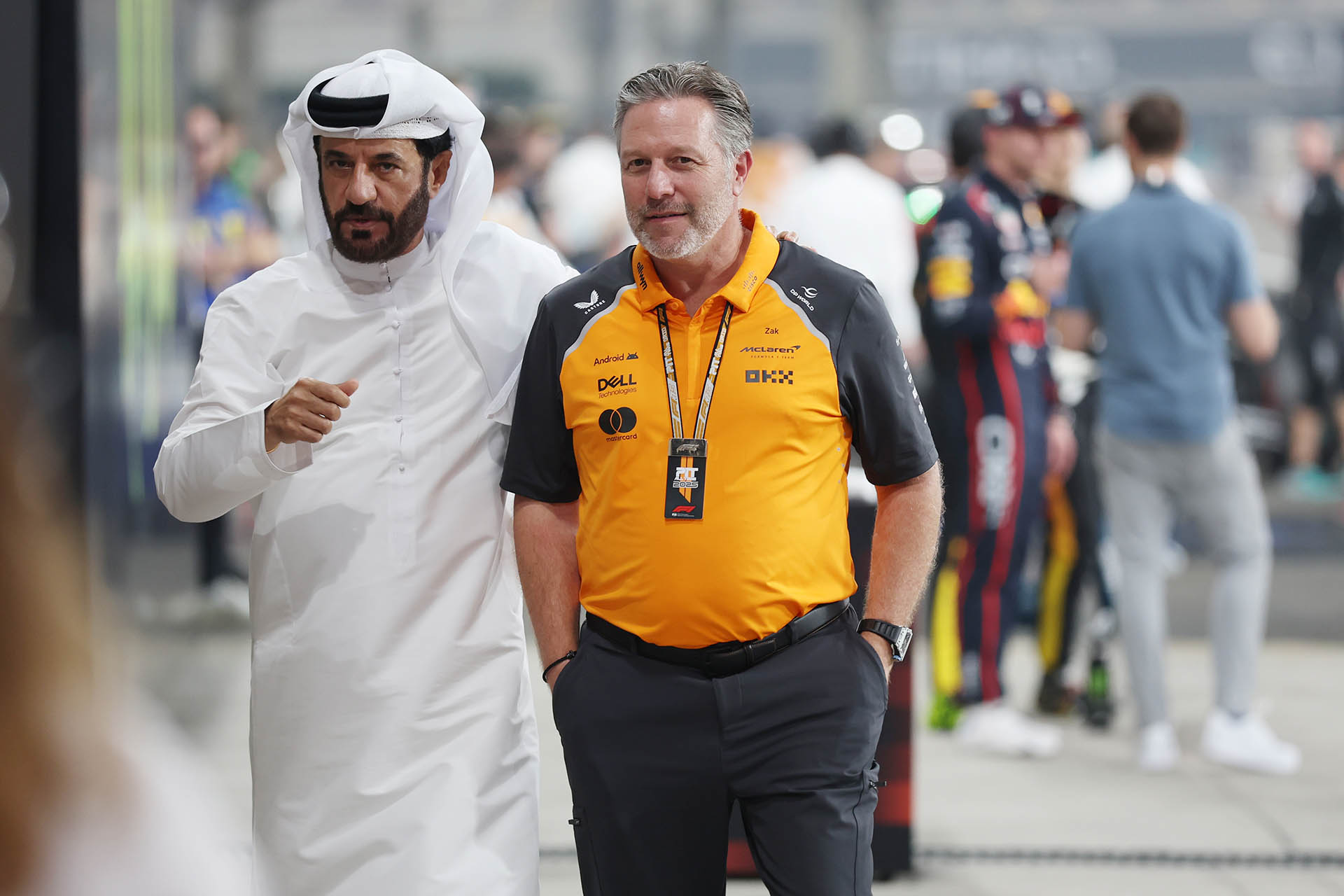 F1 Mohammed Ben Sulayem (FIA) & Zak Brown (McLaren) F1 Mohammed Ben Sulayem (FIA) & Zak Brown (McLaren)