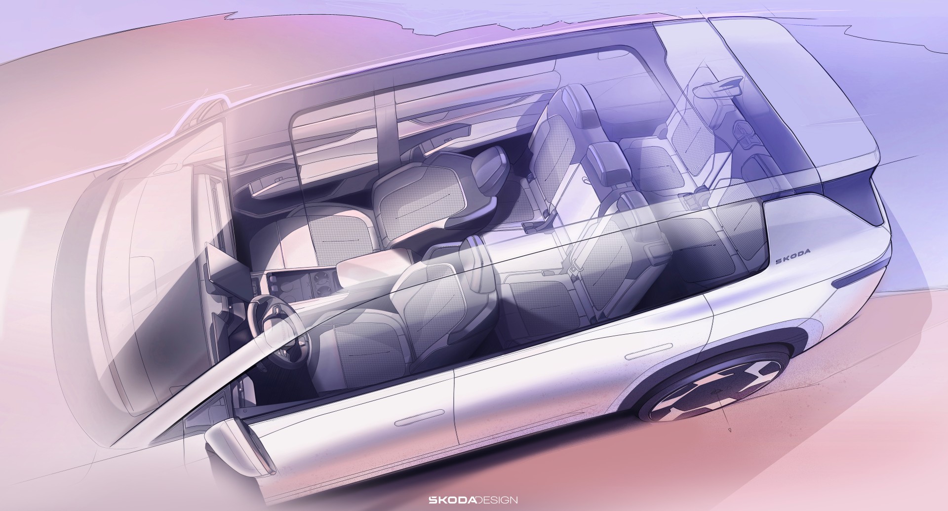Skoda Peaq Interior 1 Skoda Peaq: Τα πρώτα σκίτσα αποκαλύπτουν το εσωτερικό του